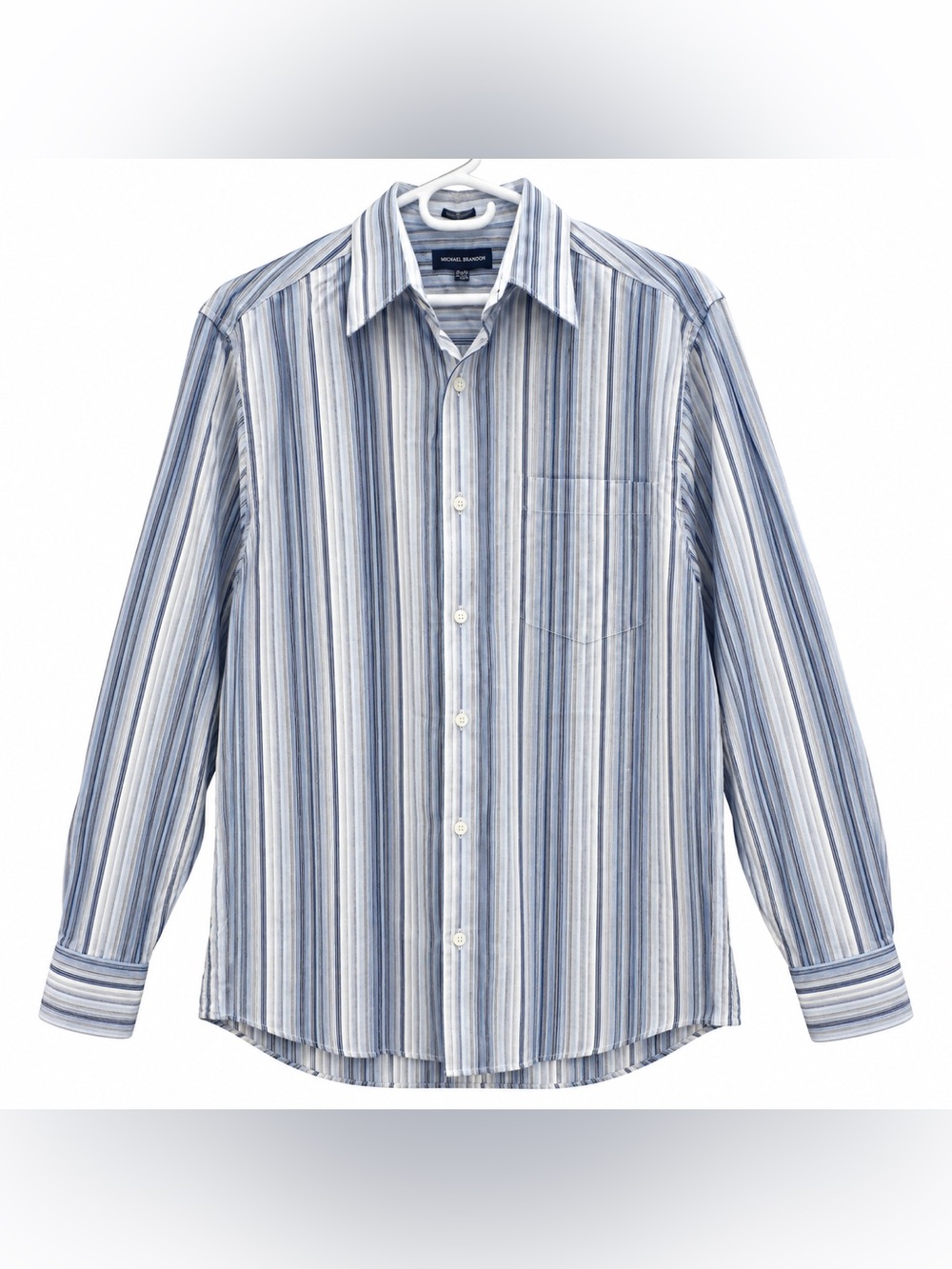 Michael Brandon Blue Striped Shirt Men’s XL